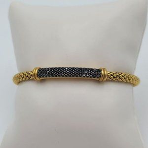 Bronzo Italia® Gold-Tone Cuff Bracelet with Black Spinel Accents – 7.25”